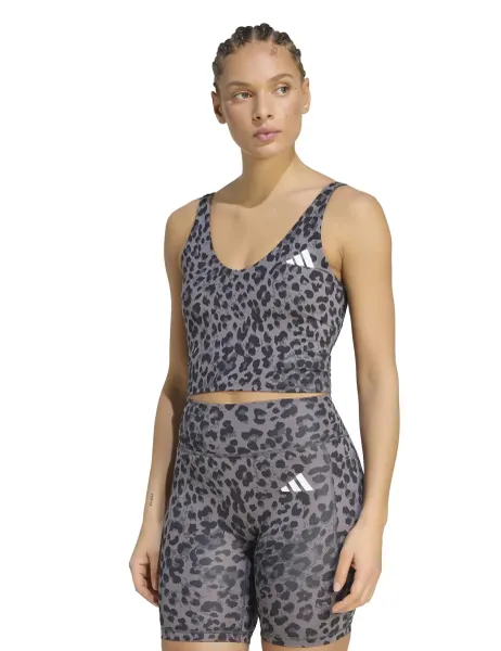 Adidas Workout Essentials Leopard Print Vest Top Black Mix