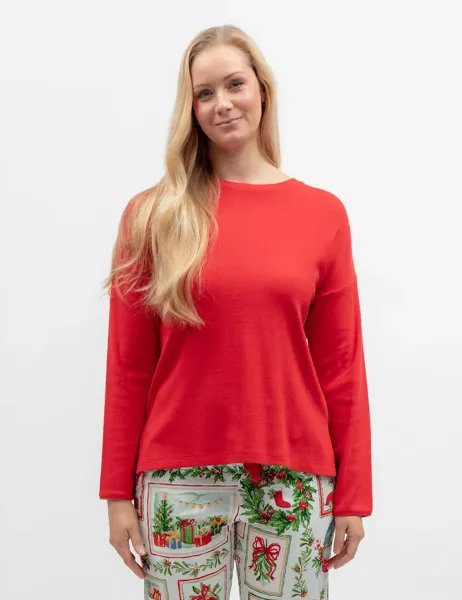 Cyberjammies Slouch Jersey Rib Pyjama Top Red