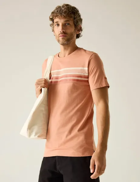 Regatta Rendro Pure Cotton Striped T-Shirt Pink