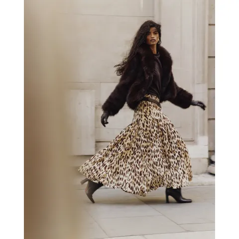 River Island Leopard Print Godet Midi Skirt