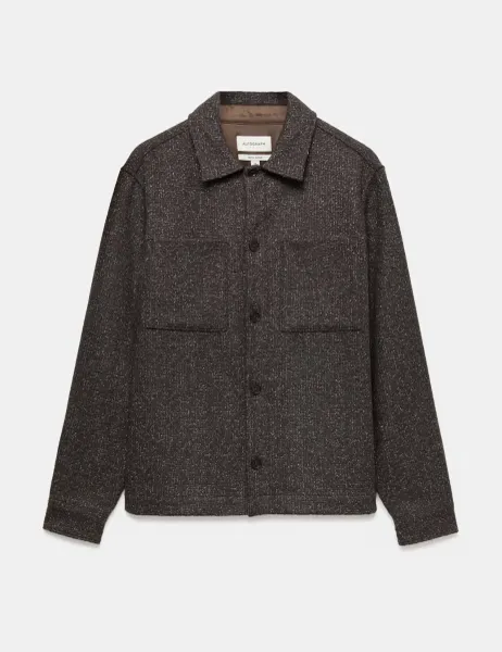 Autograph Wool Blend Textured Overshirt Mocha