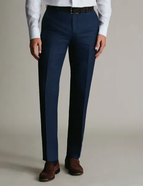 Charles Tyrwhitt Slim Fit Pure Linen Suit Trousers Navy