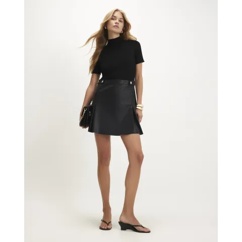 River Island Faux Leather Knit Hybrid Skater Dress