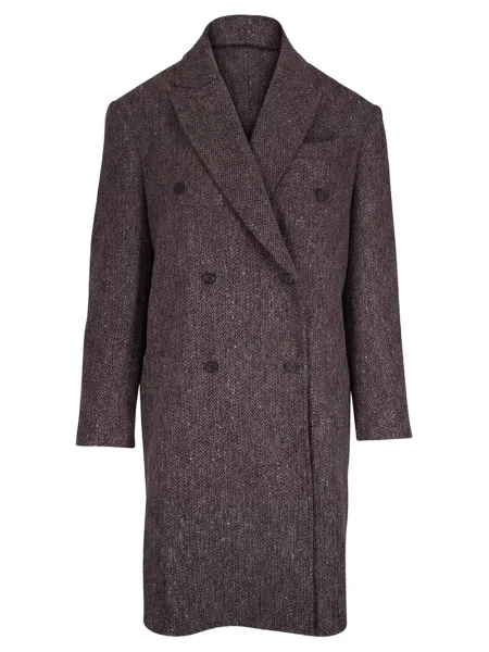 BRUNELLO CUCINELLI Double Breasted Coat Brown