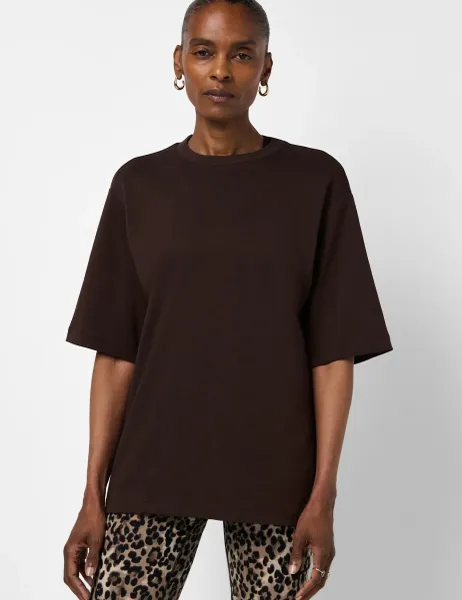 Sweaty Betty Elevated Cotton Blend Longline T-Shirt Dark Brown