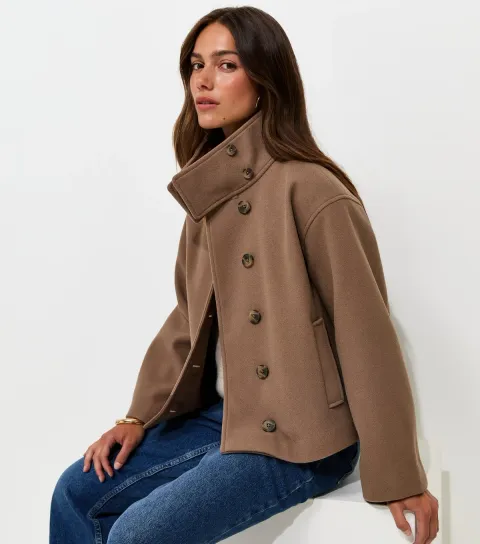 New Look Women's Petite Mink Funnel Neck Jacket