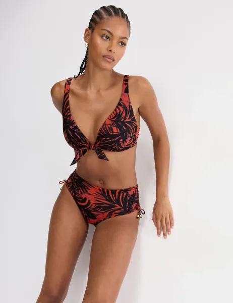 Summer Palm High Waisted Bikini Bottoms Dark Brown