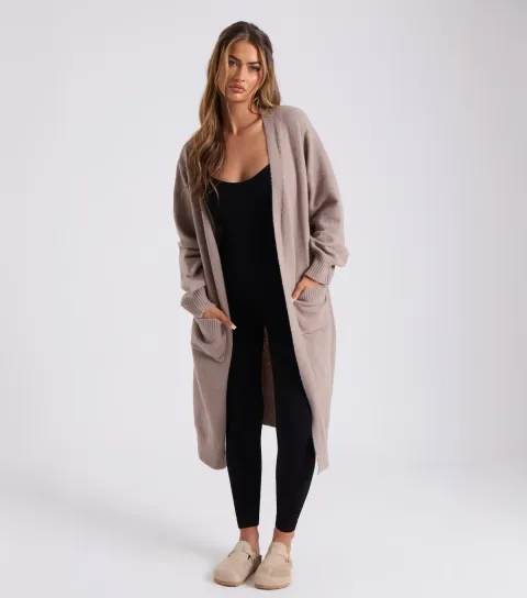 Urban Bliss Women's Light Brown Longline Cardigan
