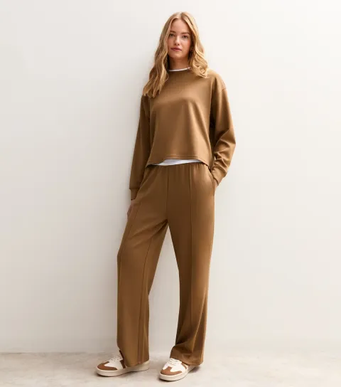 Women's Premium Camel Elasticated Waist Wide Leg Joggers