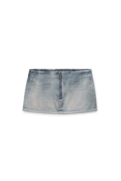 GLAZED DENIM MINI SKIRT