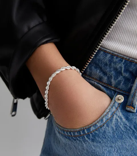 Silver Plated Twist Toggle Bracelet