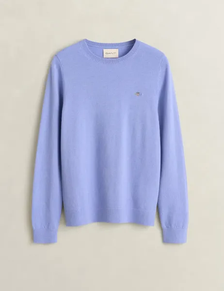 Gant Merino Wool Rich Crew Neck Jumper Pale Blue