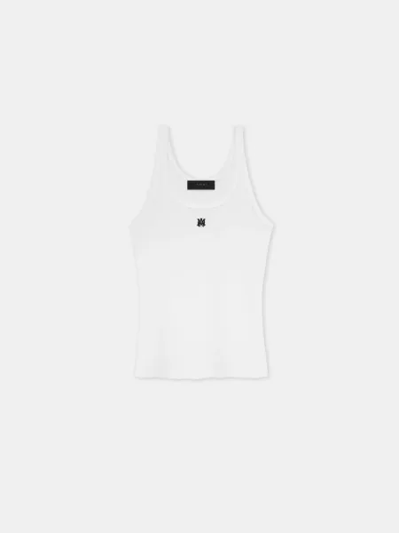 WOMEN - WOMEN'S MA EMBROIDERED RIBBED TANK - White
