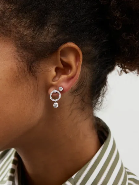 Swarovski Attract Circle Pierced Earrings (Silver)