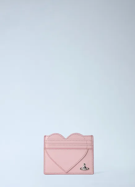 Heart-Detail Leather Card Holder