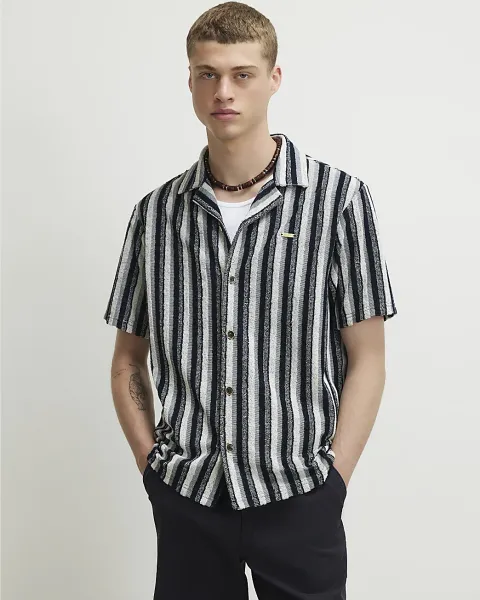River Island Regular Fit Stripe Towelling Shirt