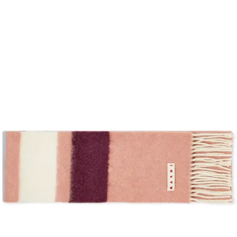 Striped Brushed Wool Scarf