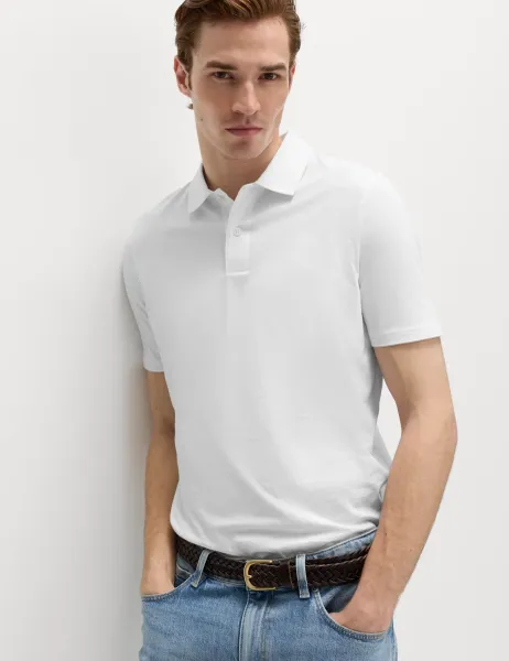 Marks & Spencer Pure Cotton Jersey Polo Shirt White