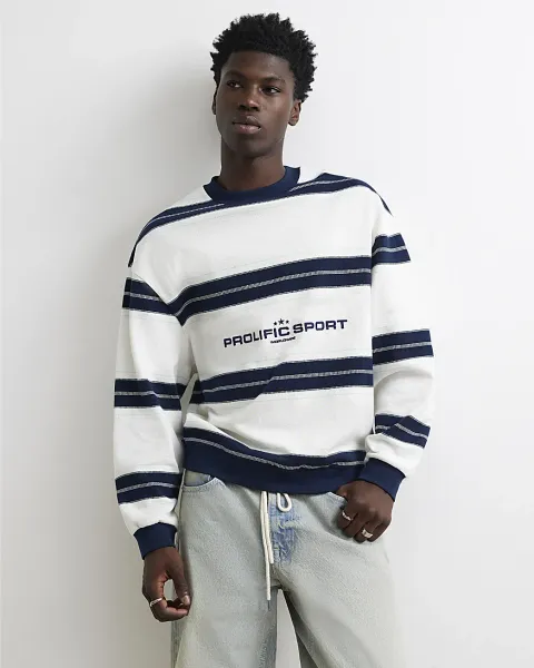 River Island Regular Fit Prolific Stripe Sweatshirt