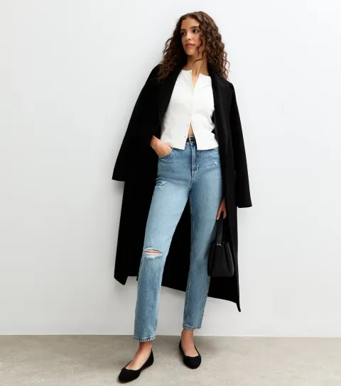 Women's Tall Blue Vintage Tint Ripped Knee Tori Mom Jeans