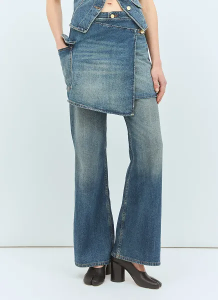 Heavy Washed Flared Skirt Jeans