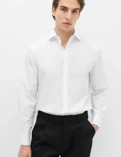 Marks & Spencer Regular Fit Cotton Blend Double Cuff Shirt White