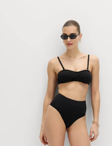 Marks & Spencer Tummy Control High Waisted High Leg Bikini Bottoms Black