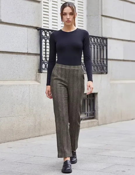 Roman Petite Checked Trousers Black Mix