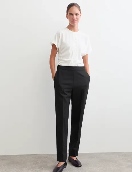 Jaeger Pure Wool Cigarette Leg Trousers Black