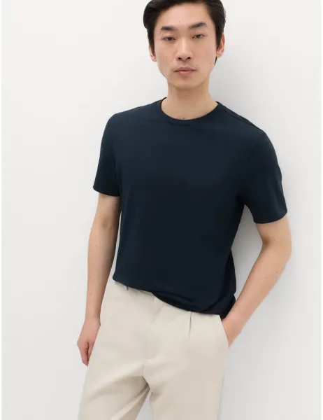 Marks & Spencer Slim Fit Pure Cotton Crew Neck T-Shirt Dark Navy