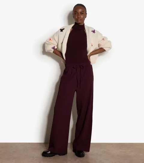 Apricot Women's Dark Burgundy Textured Drawstring Joggers