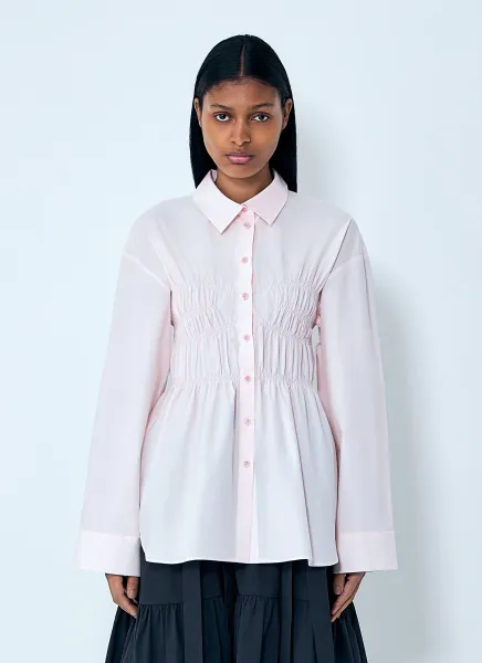 Smocked Detail Poplin Shirt