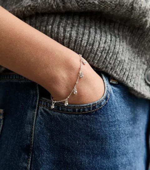 Silver Tone Diamante Charm Bracelet