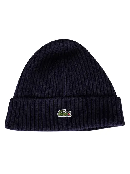 Lacoste Ribbed Embroidered Logo Beanie