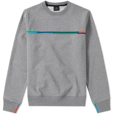 Embroidered Stripe Crew Sweat