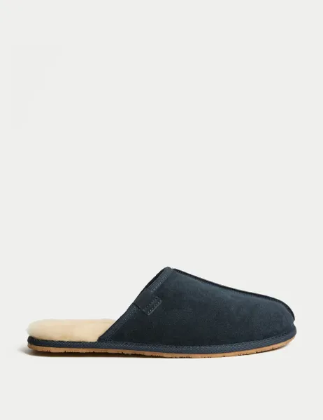 Marks & Spencer Suede Mule Slippers with Freshfeet Navy