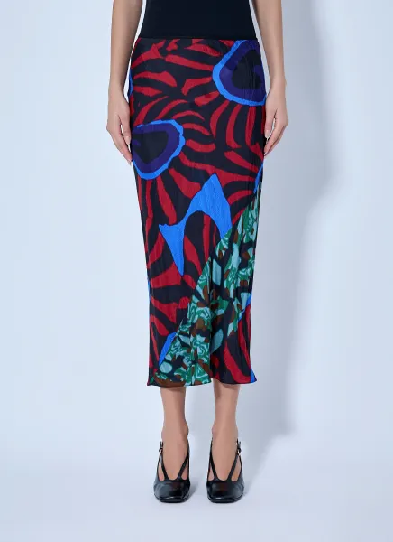 Dries Van Noten Abstract Pattern Midi Skirt