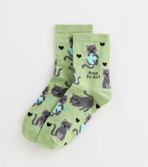 Green Feline Perfect Socks