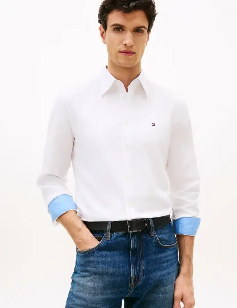 Tommy Hilfiger Regular Fit Linen Blend Shirt White