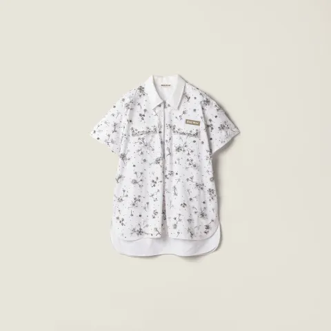 Embroidered gabardine and chino shirt