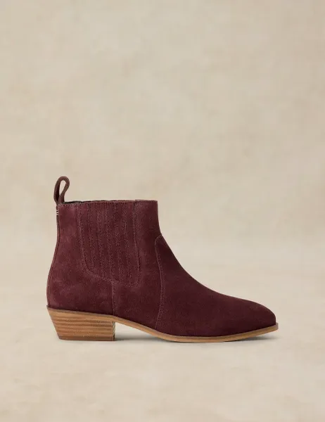 White Stuff Suede Chelsea Boots Dark Red