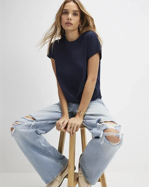 River Island Cotton Twist Front T-Shirt