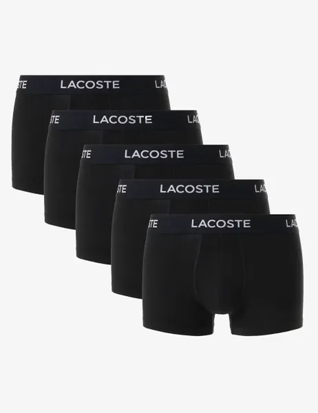 Lacoste 5 Pack Cotton Rich Trunks Black