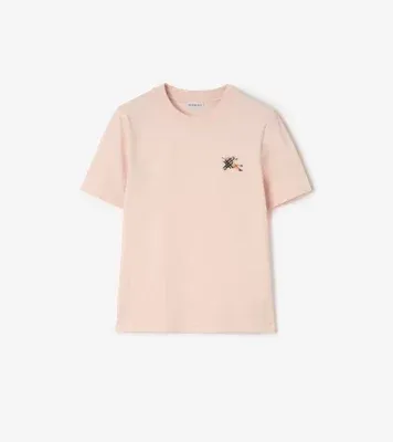 Knight Check Cotton T-shirt in Compact pink