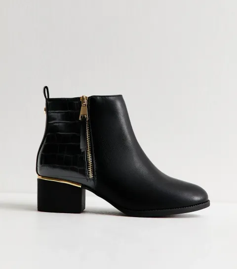 Women's Wide Fit Black Zip Up Ankle Boots