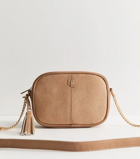 Mink Faux Suede Paneled Crossbody Bag Vegan