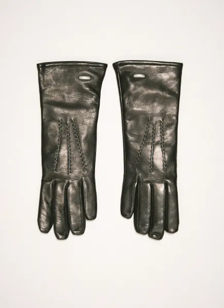 Topstitched Leather Gloves