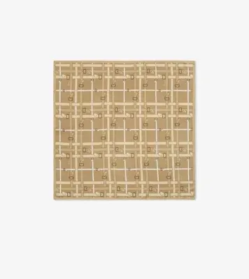 Belt Check Silk Scarf in Finch beige