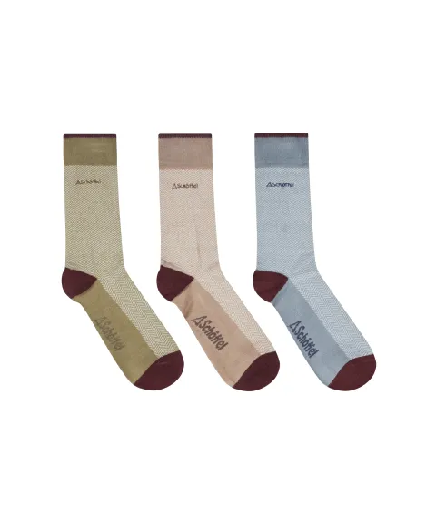 Schöffel Country Bamboo Socks (Box Of 3) - Port Herringbone Mix