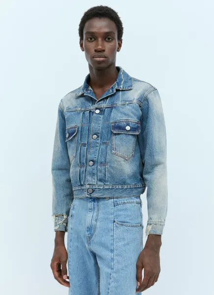 Cropped Distressed Denim Jacket